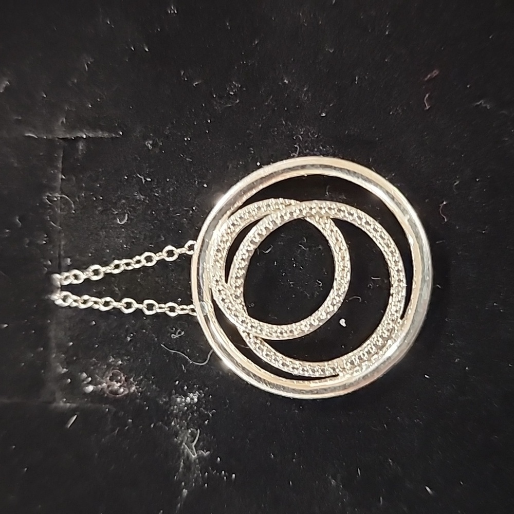Zales Modern Silver Circular Pendant Necklace